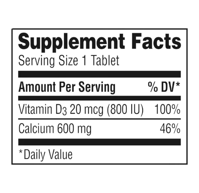 Caltrate 600+ D3 facts