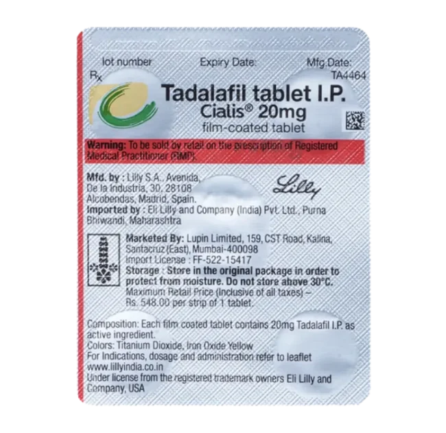 Cialis 20mg - 4 Tablets branded